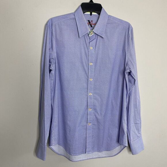 ROBERT GRAHAM X Mens Sz M Gingham Button-Up Shirt EUC Flip Cuffs Contrast Purple - Picture 1 of 10
